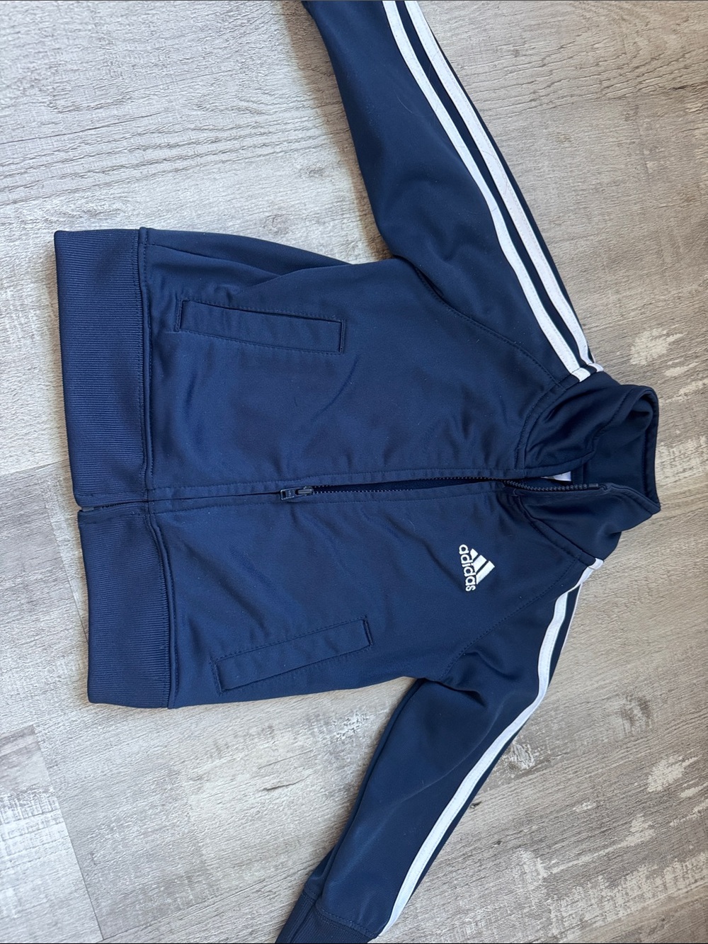 adidas Navy and White Athletic Track Jacket
